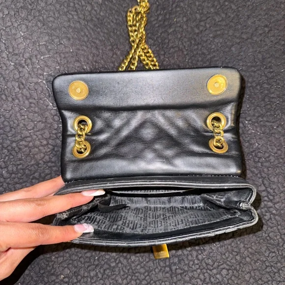 Kurt Geiger Black and Gold Quilted Shoulder Bag - Picture 2 of 3
